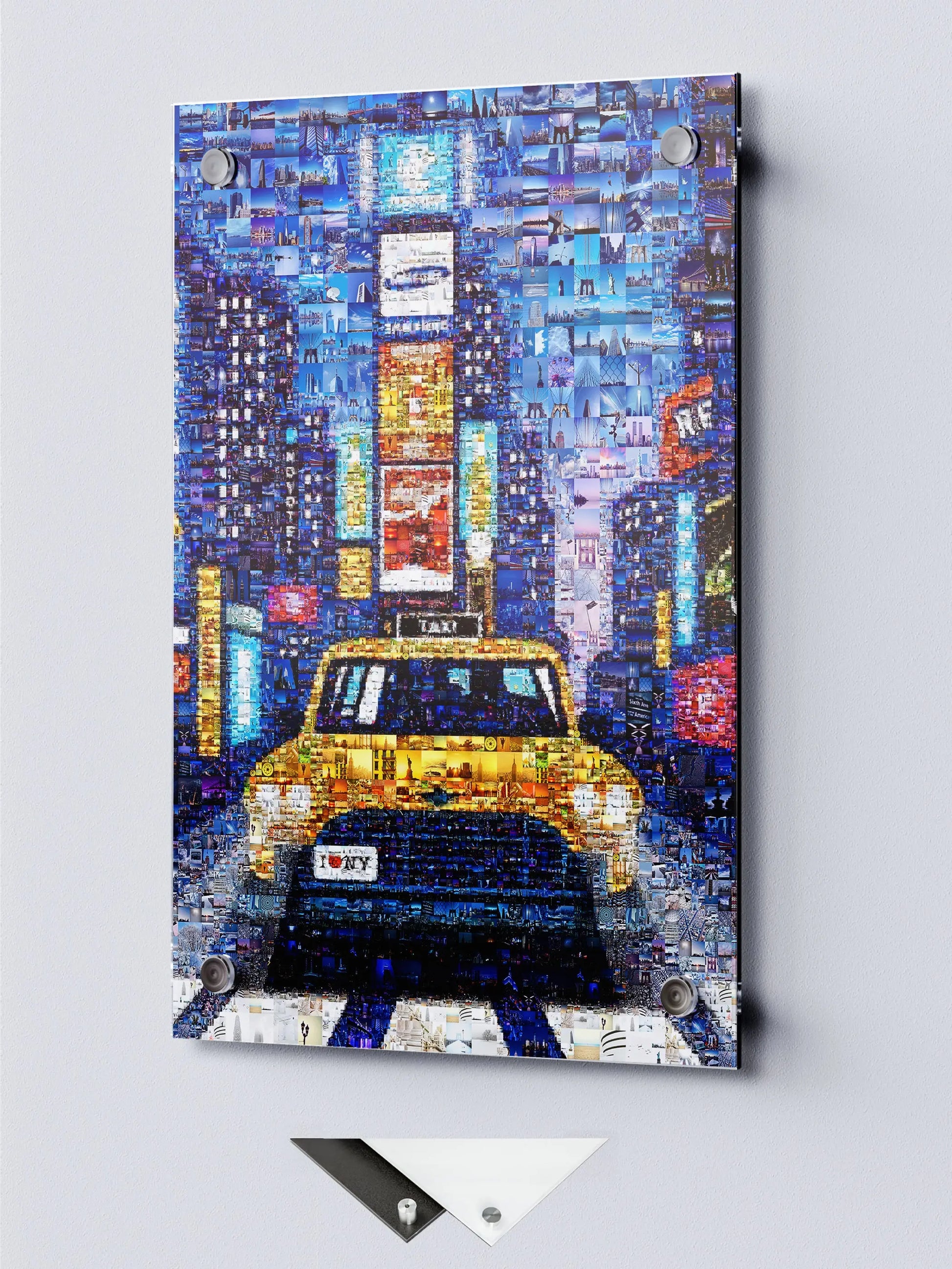 Stunning NYC Taxi Mosaic Artwork - Vibrant Cityscape Wall Art for Home & Office Decor AtelierMosaics