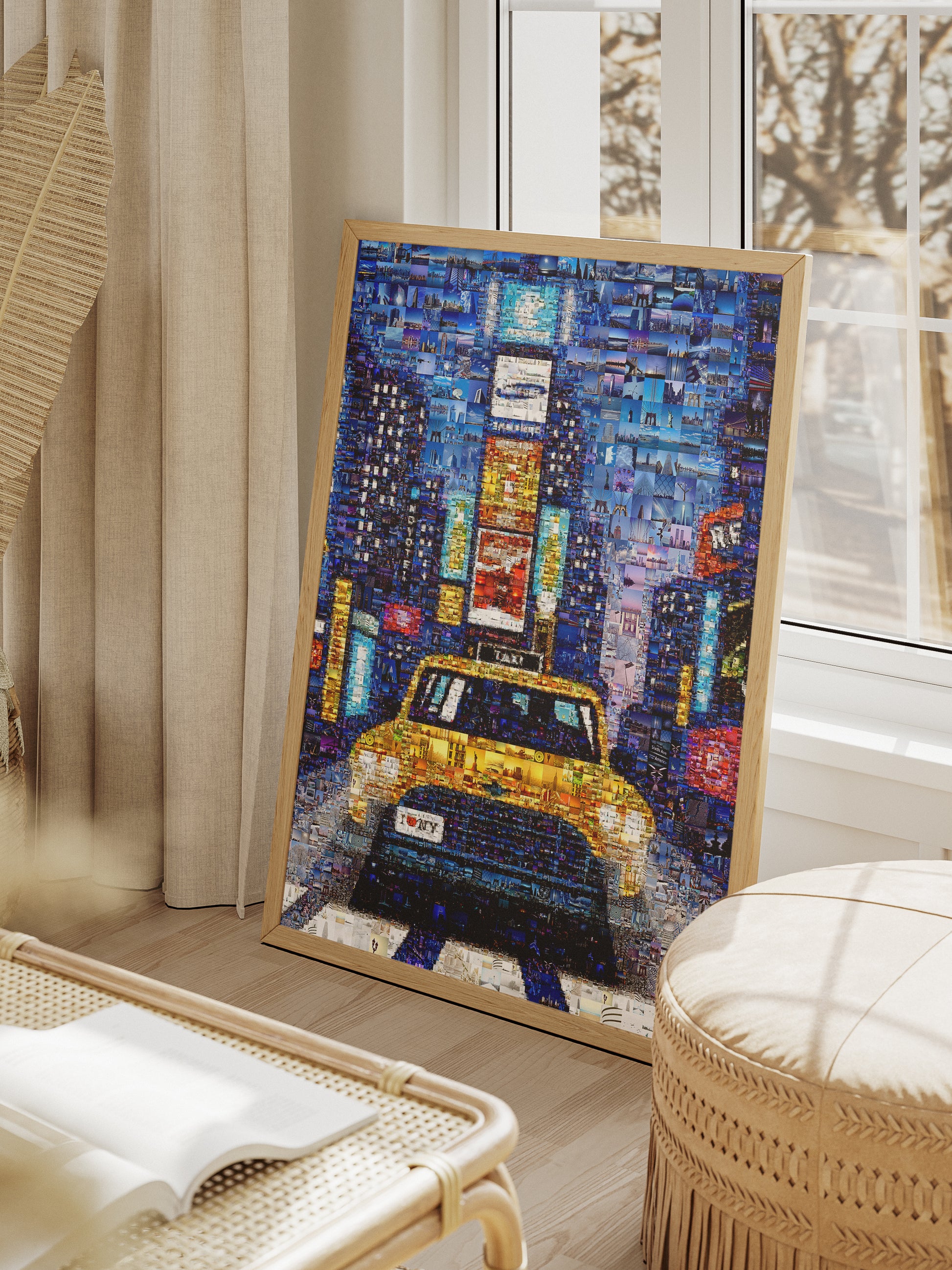 Stunning NYC Taxi Mosaic Artwork - Vibrant Cityscape Wall Art for Home & Office Decor AtelierMosaics