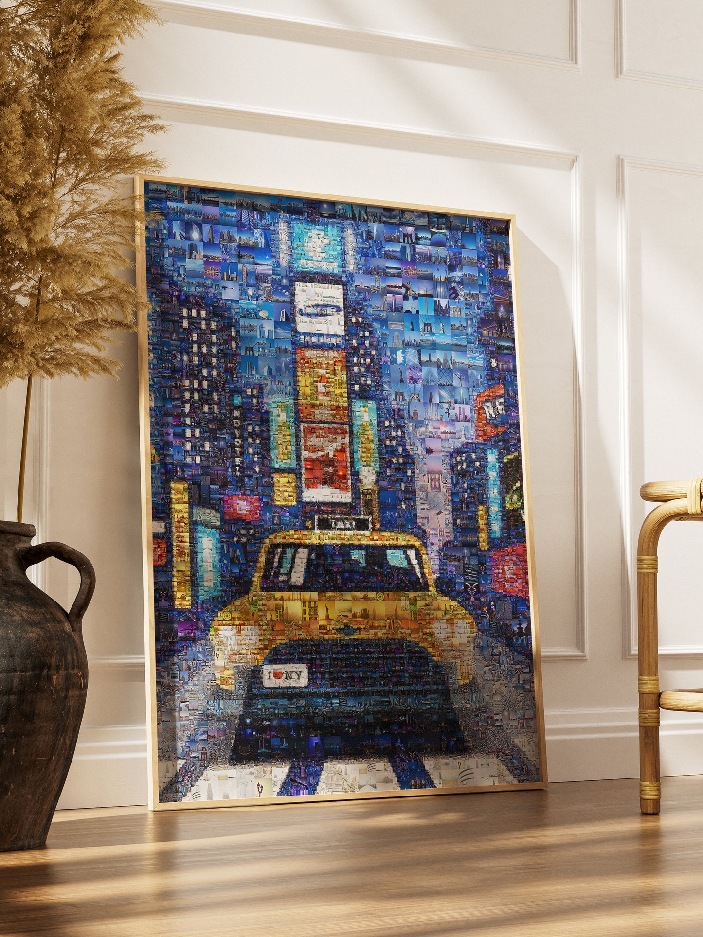 Stunning NYC Taxi Mosaic Artwork - Vibrant Cityscape Wall Art for Home & Office Decor AtelierMosaics