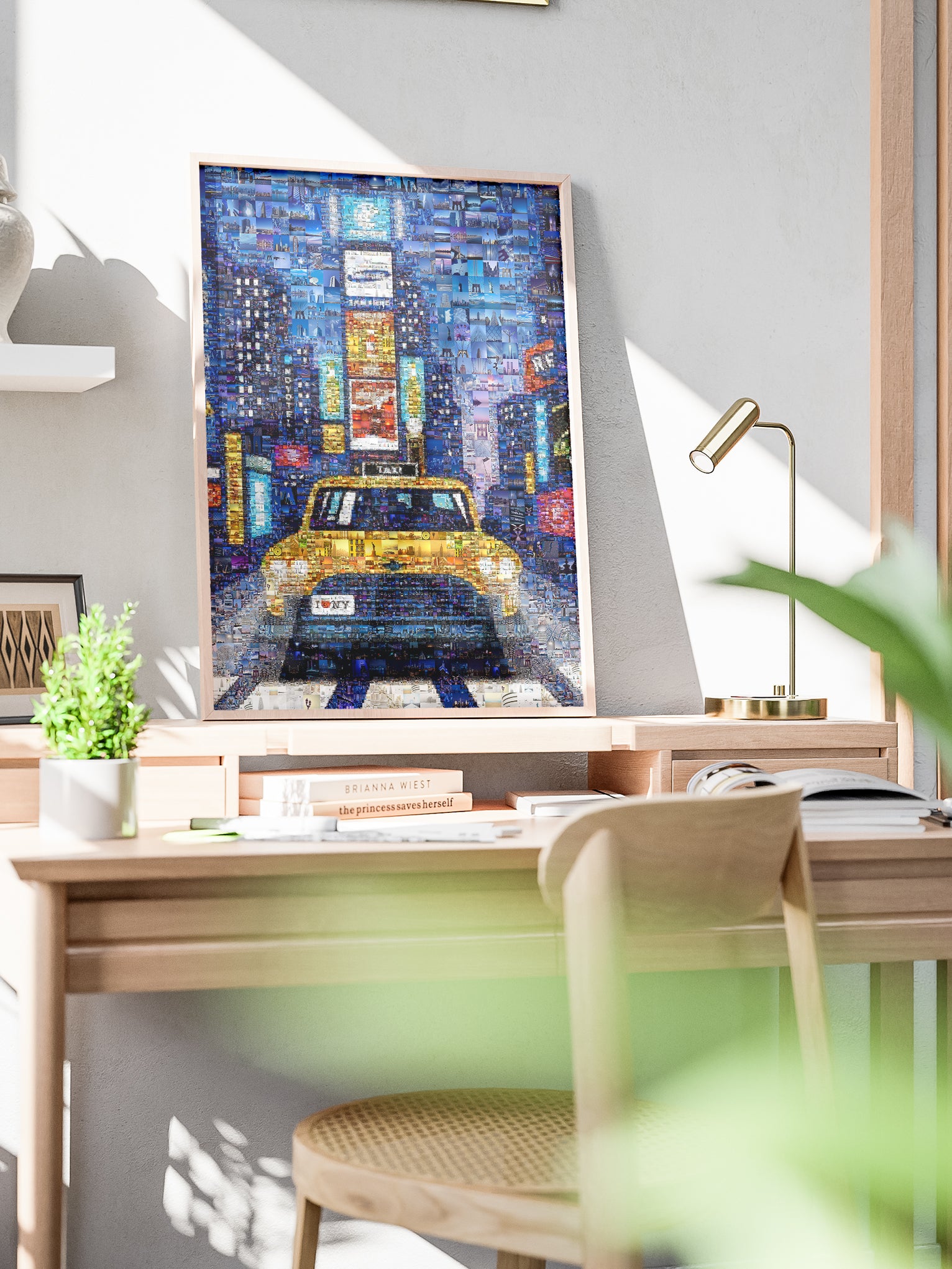 Stunning NYC Taxi Mosaic Artwork - Vibrant Cityscape Wall Art for Home & Office Decor AtelierMosaics