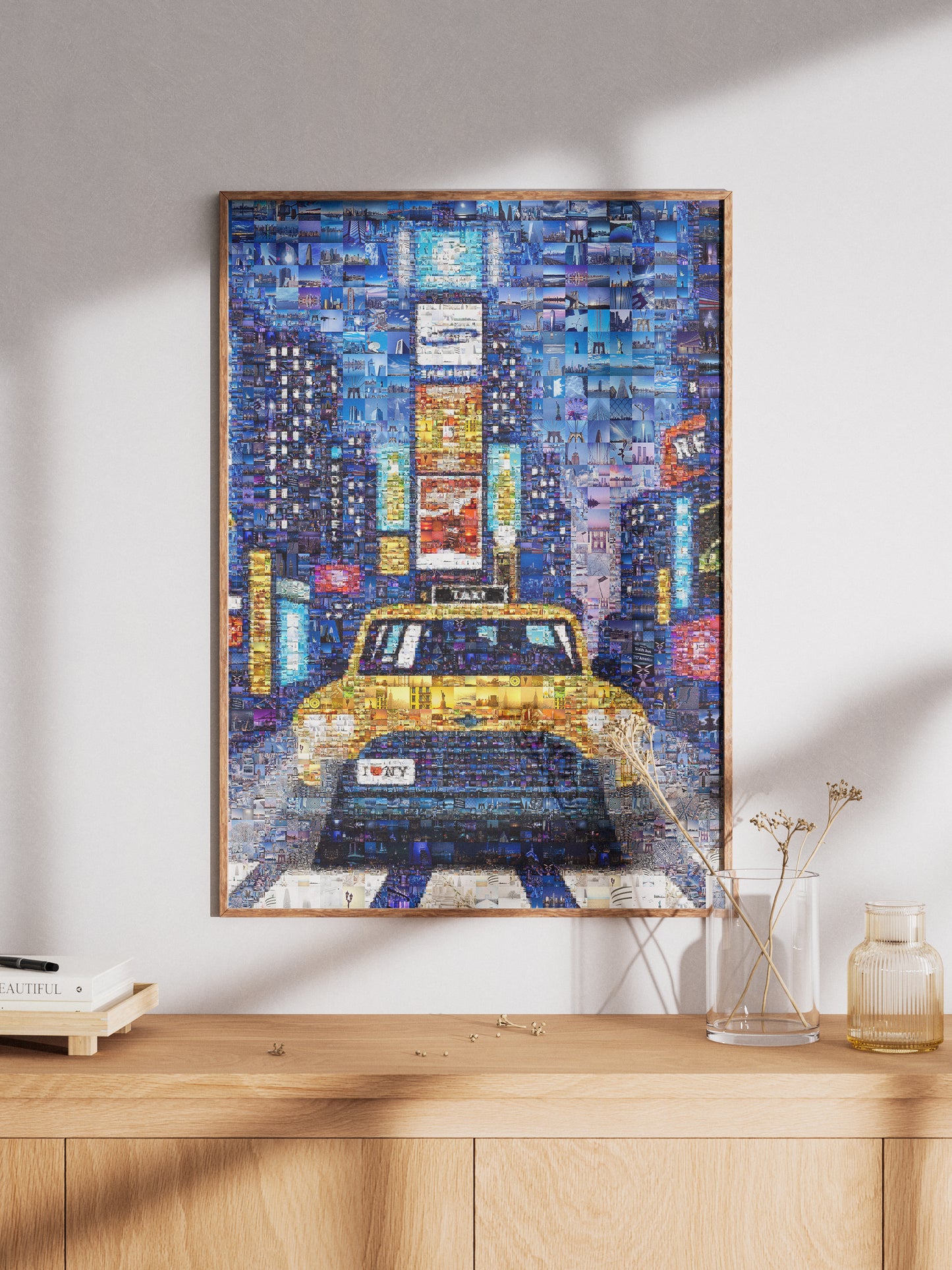 Stunning NYC Taxi Mosaic Artwork - Vibrant Cityscape Wall Art for Home & Office Decor AtelierMosaics