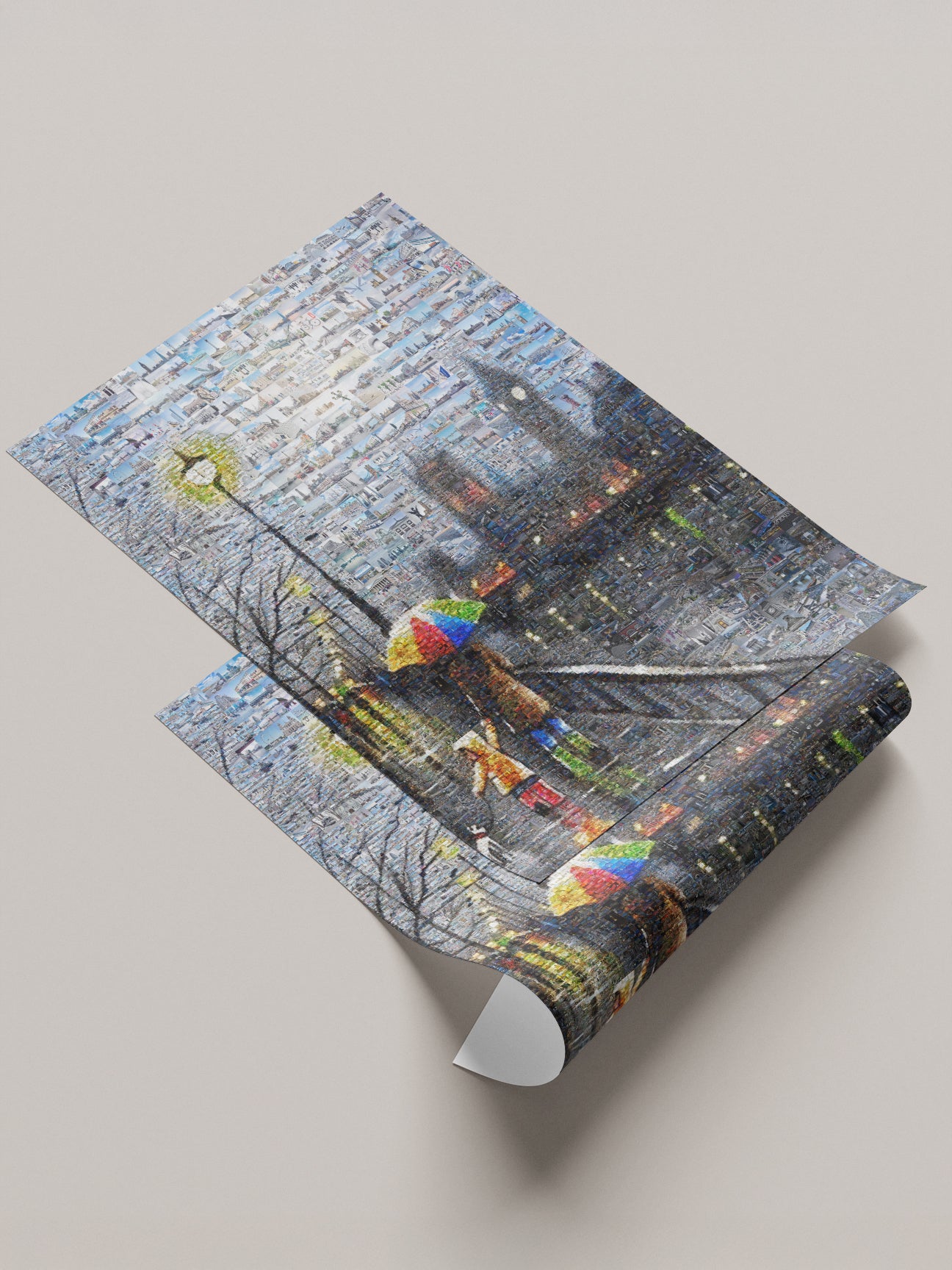 Stunning London Mosaic Artwork - Vibrant Cityscape with Umbrella Scene | Unique Home Decor AtelierMosaics