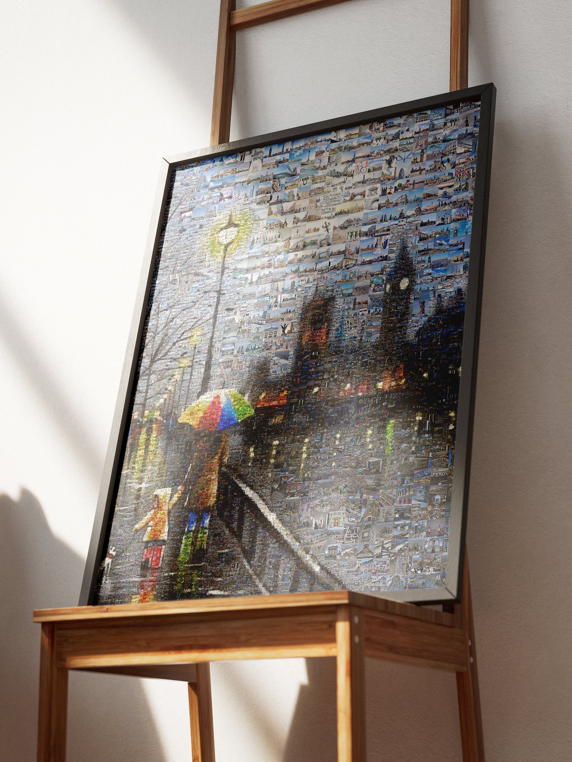 Stunning London Mosaic Artwork - Vibrant Cityscape with Umbrella Scene | Unique Home Decor AtelierMosaics