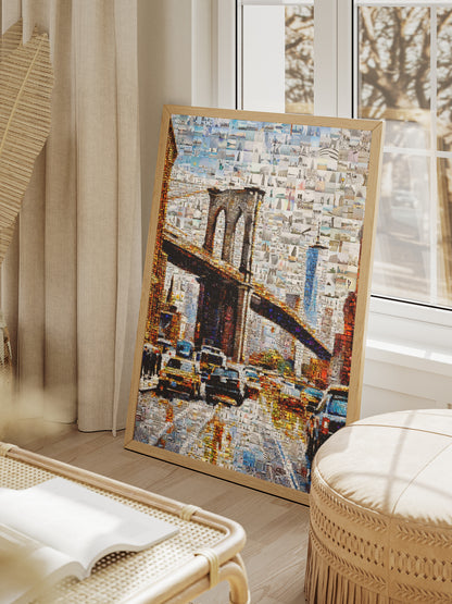 Stunning Mosaic Artwork of Brooklyn Bridge - Unique Urban Art for Home or Office Decor AtelierMosaics