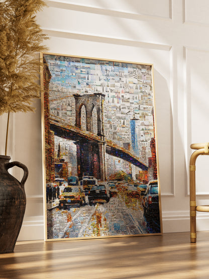 Stunning Mosaic Artwork of Brooklyn Bridge - Unique Urban Art for Home or Office Decor AtelierMosaics