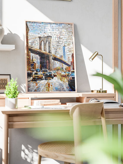 Stunning Mosaic Artwork of Brooklyn Bridge - Unique Urban Art for Home or Office Decor AtelierMosaics