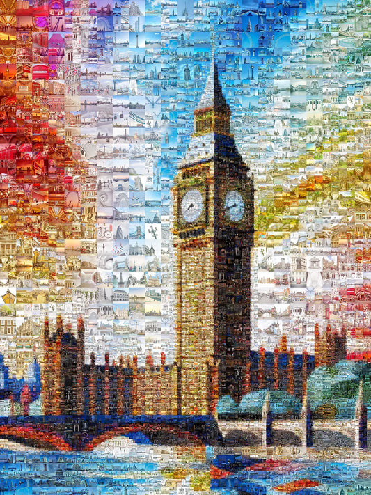 Stunning London Mosaic Artwork Featuring Iconic Big Ben - Perfect Wall Decor for Home or Office AtelierMosaics