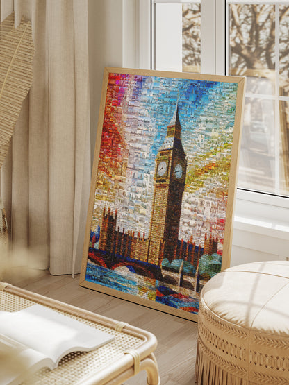 Stunning London Mosaic Artwork Featuring Iconic Big Ben - Perfect Wall Decor for Home or Office AtelierMosaics