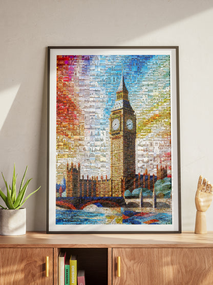 Stunning London Mosaic Artwork Featuring Iconic Big Ben - Perfect Wall Decor for Home or Office AtelierMosaics