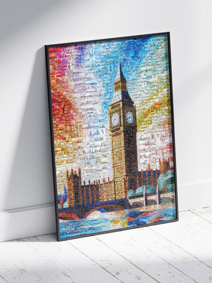 Stunning London Mosaic Artwork Featuring Iconic Big Ben - Perfect Wall Decor for Home or Office AtelierMosaics