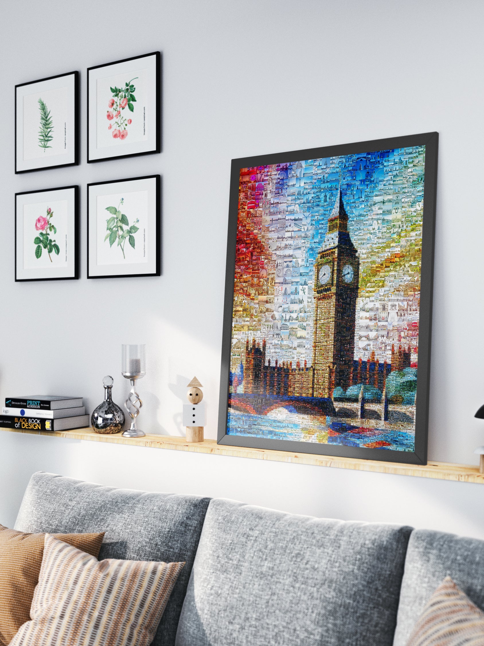 Stunning London Mosaic Artwork Featuring Iconic Big Ben - Perfect Wall Decor for Home or Office AtelierMosaics