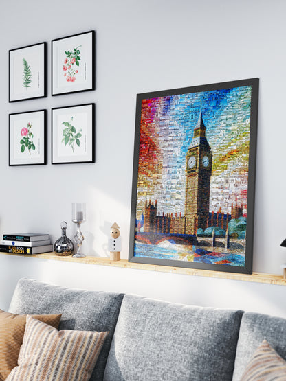 Stunning London Mosaic Artwork Featuring Iconic Big Ben - Perfect Wall Decor for Home or Office AtelierMosaics