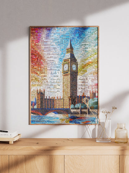 Stunning London Mosaic Artwork Featuring Iconic Big Ben - Perfect Wall Decor for Home or Office AtelierMosaics