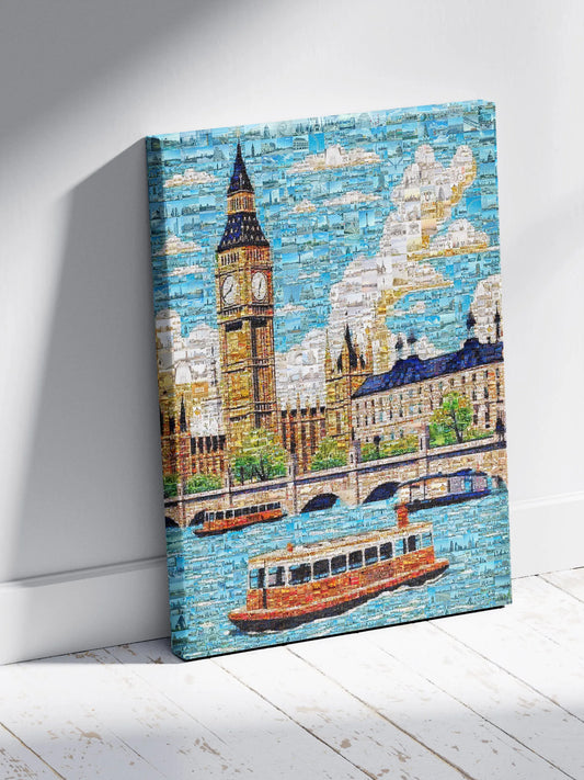 Stunning London Mosaic Art: Big Ben & Thames River - Unique Wall Decor for Home & Office AtelierMosaics