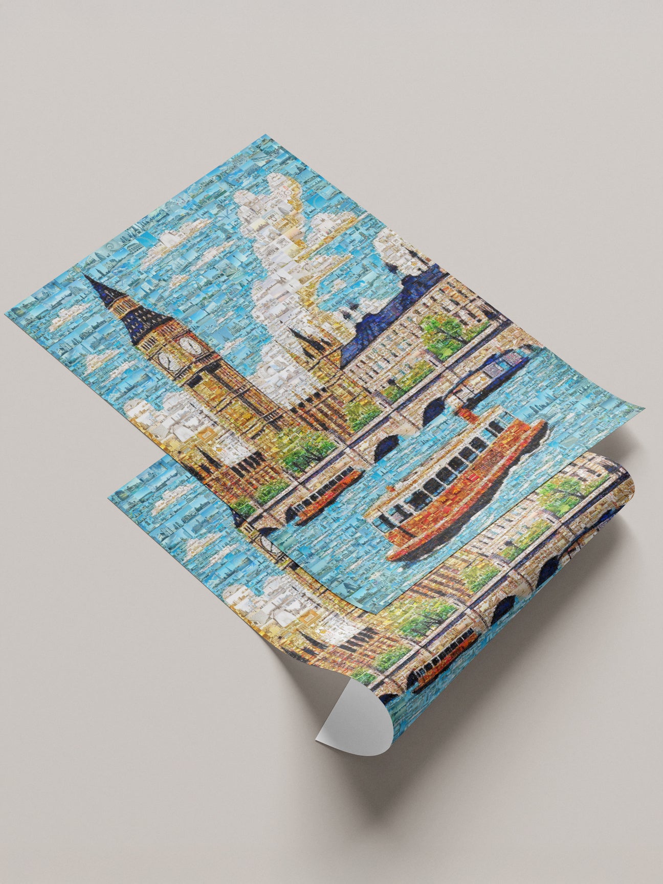 Stunning London Mosaic Art: Big Ben & Thames River - Unique Wall Decor for Home & Office AtelierMosaics
