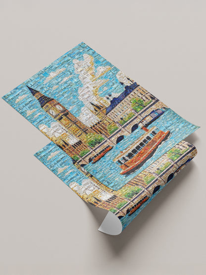 Stunning London Mosaic Art: Big Ben & Thames River - Unique Wall Decor for Home & Office AtelierMosaics