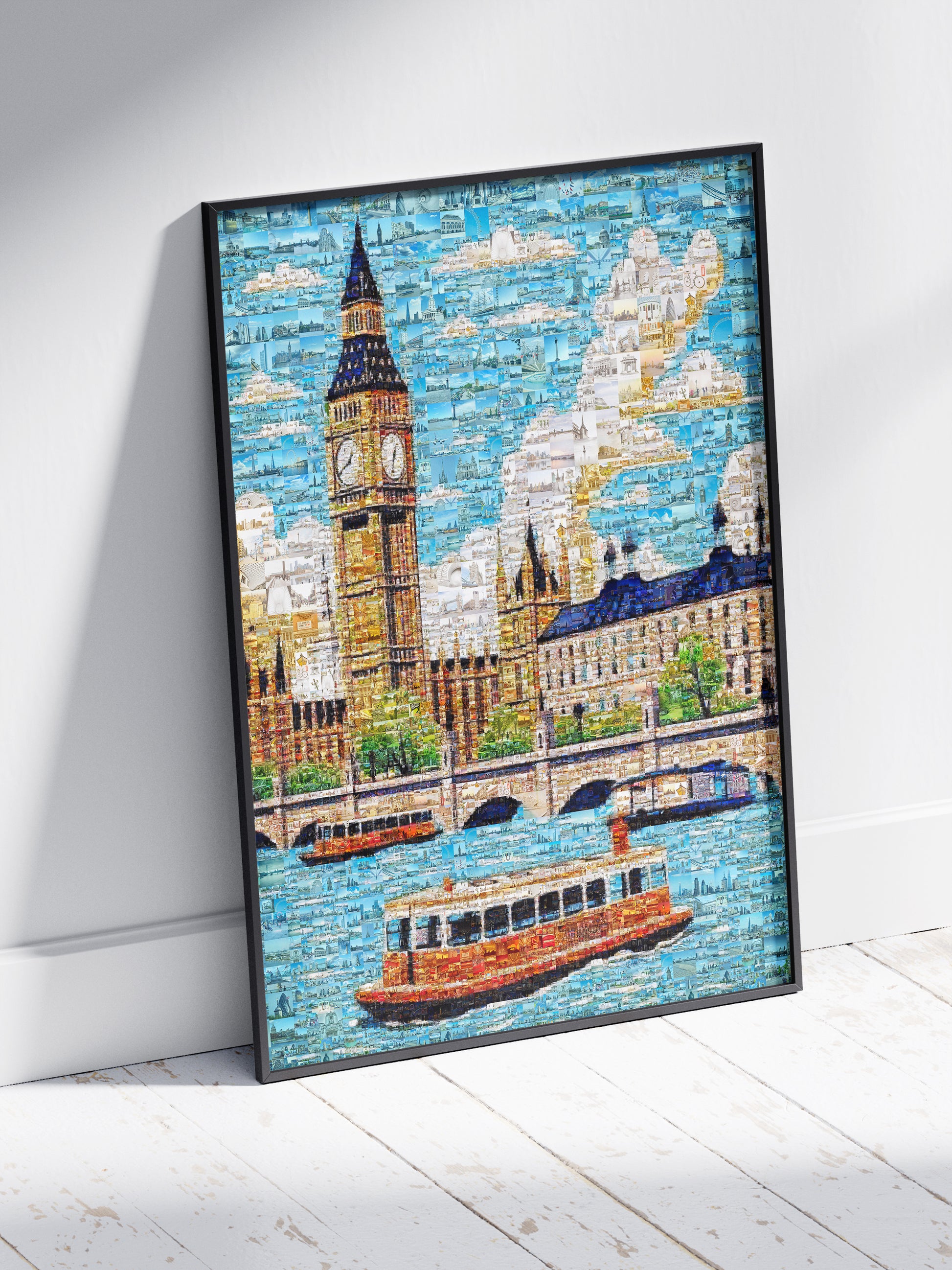Stunning London Mosaic Art: Big Ben & Thames River - Unique Wall Decor for Home & Office AtelierMosaics