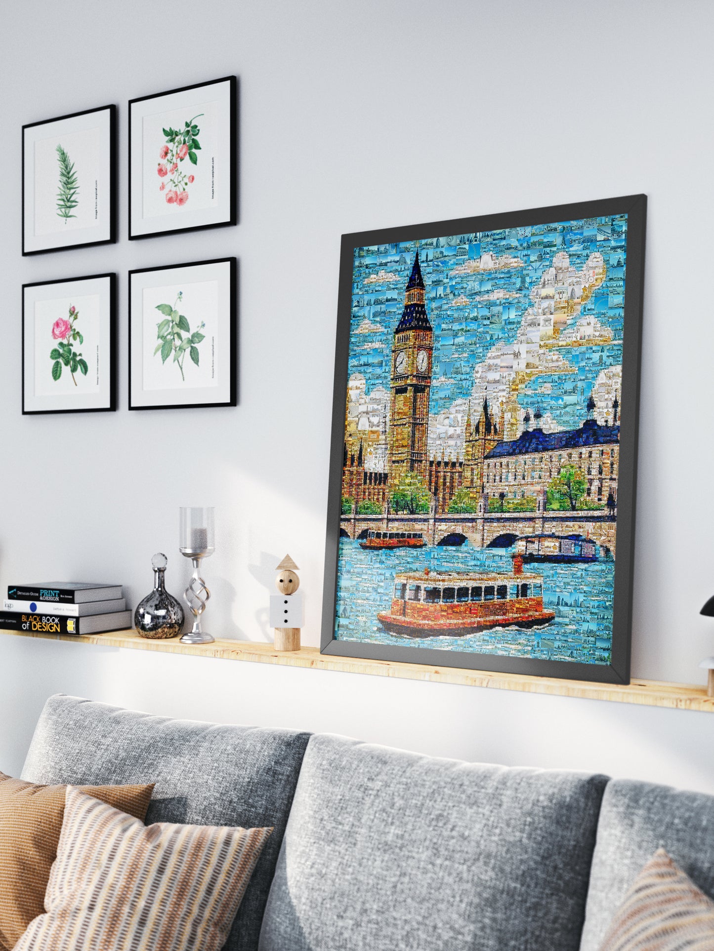 Stunning London Mosaic Art: Big Ben & Thames River - Unique Wall Decor for Home & Office AtelierMosaics