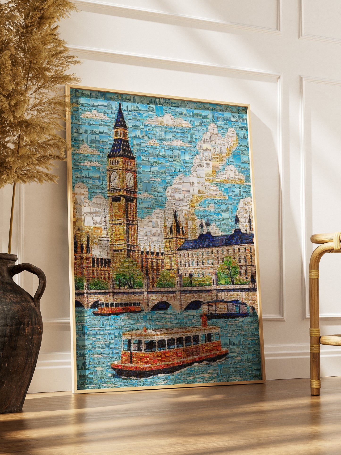 Stunning London Mosaic Art: Big Ben & Thames River - Unique Wall Decor for Home & Office AtelierMosaics