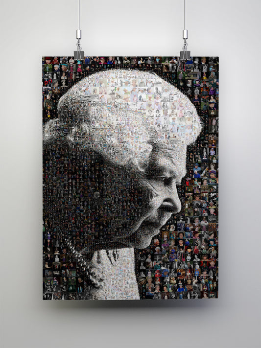 Elegant Elizabeth II Mosaic Artwork - Tribute to the Queen of the UK | Royal Wall Art