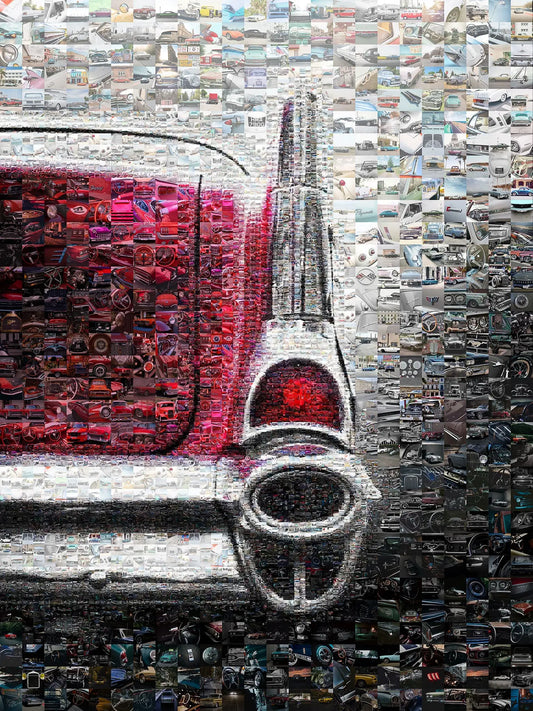 Stunning Mosaic Artwork of Classic Cars - Unique Home Decor Piece for Auto Enthusiasts AtelierMosaics