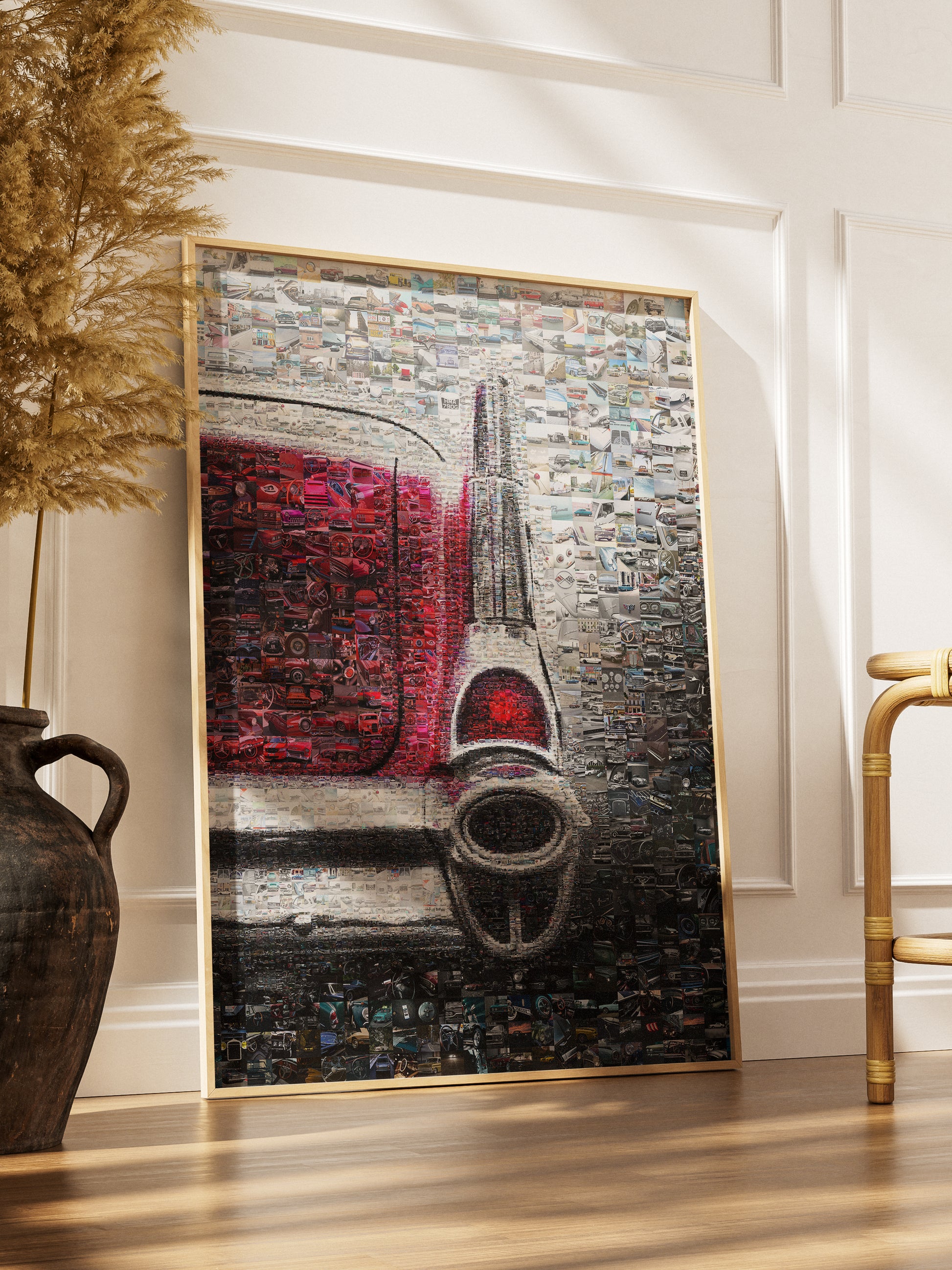 Stunning Mosaic Artwork of Classic Cars - Unique Home Decor Piece for Auto Enthusiasts AtelierMosaics
