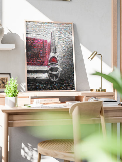 Stunning Mosaic Artwork of Classic Cars - Unique Home Decor Piece for Auto Enthusiasts AtelierMosaics
