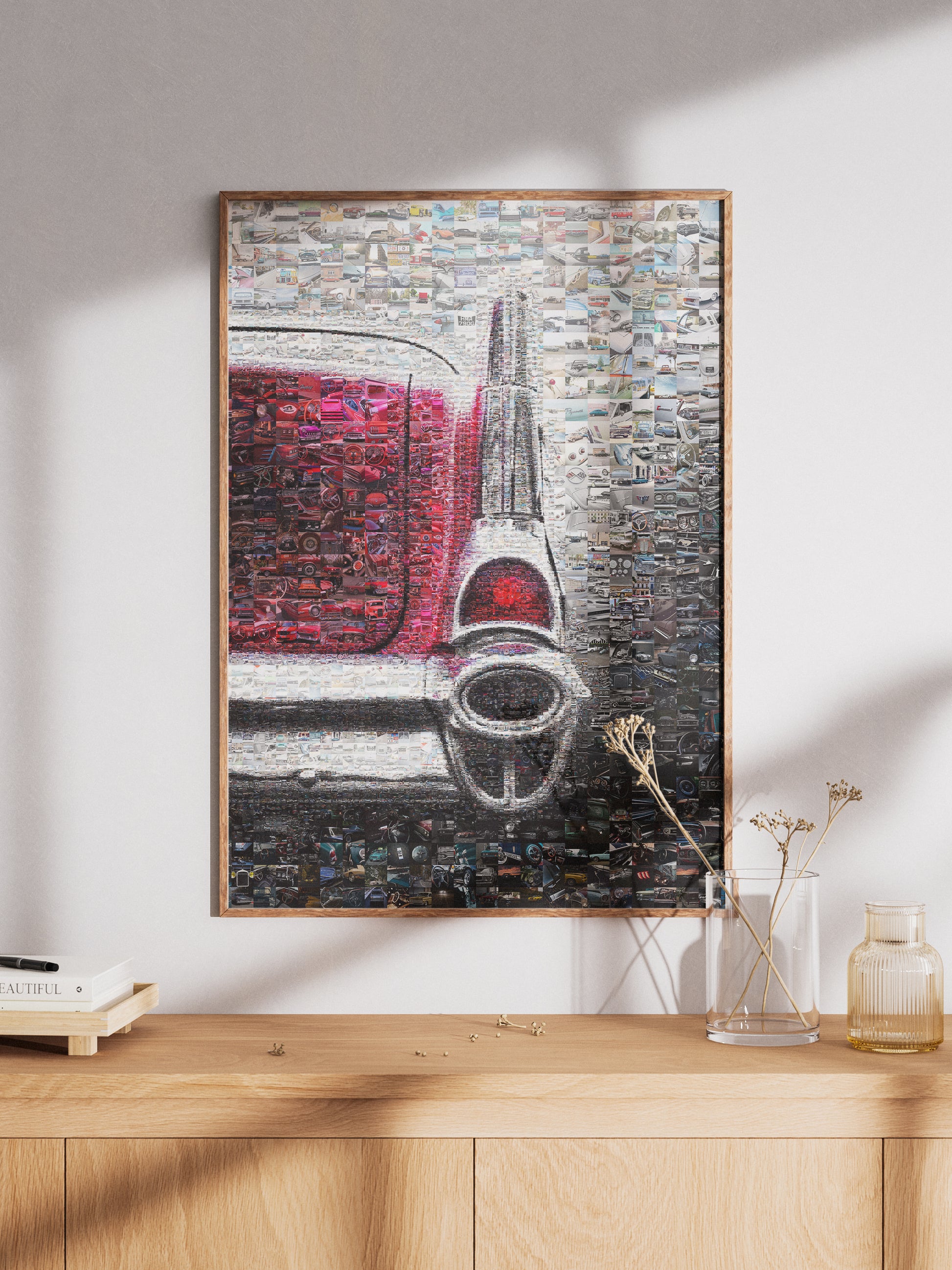 Stunning Mosaic Artwork of Classic Cars - Unique Home Decor Piece for Auto Enthusiasts AtelierMosaics