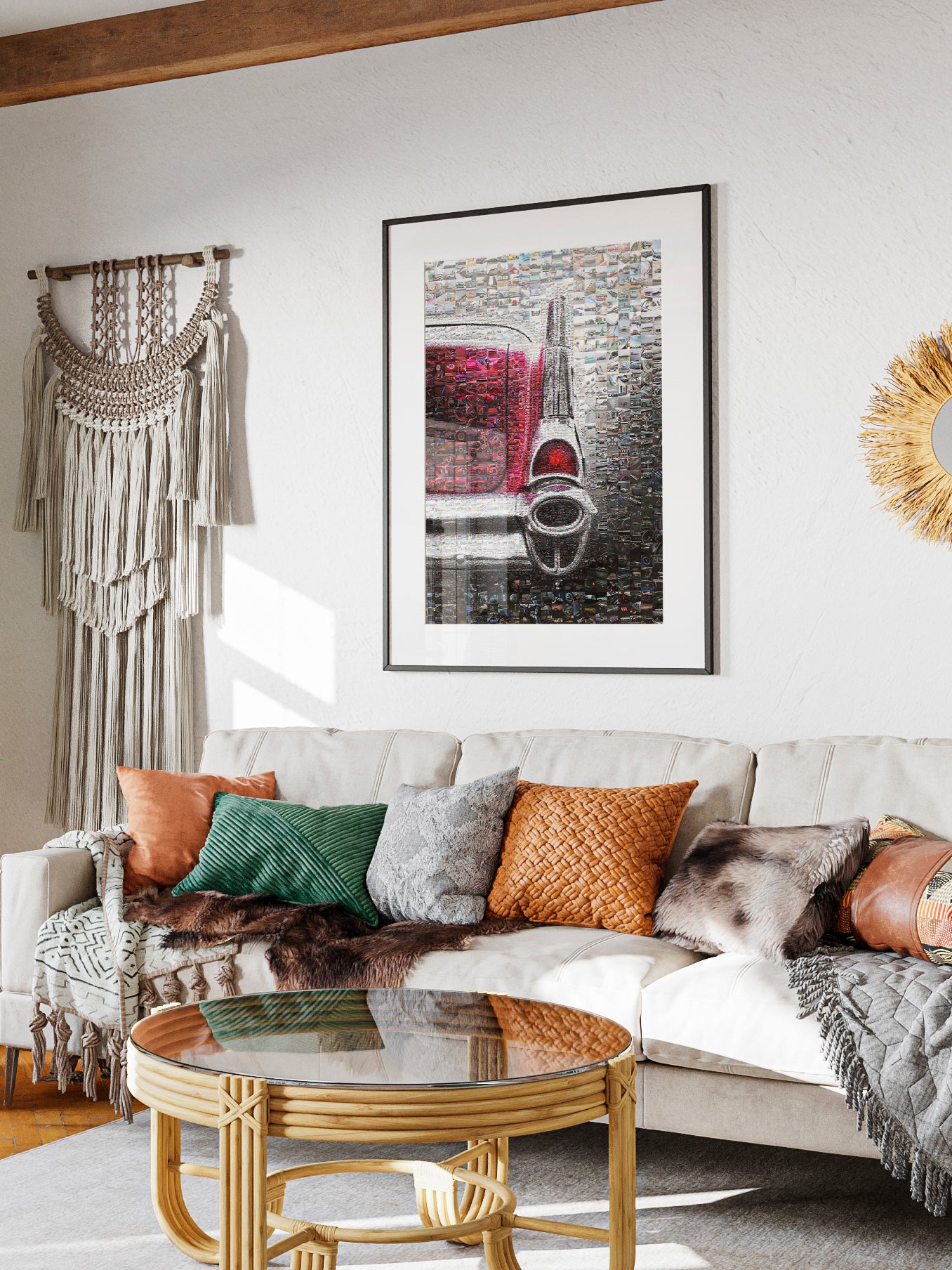 Stunning Mosaic Artwork of Classic Cars - Unique Home Decor Piece for Auto Enthusiasts AtelierMosaics