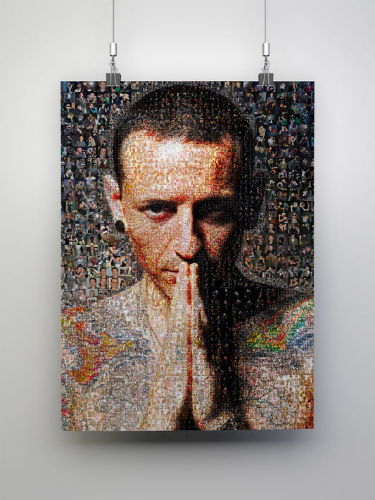 Chester Bennington Mosaic Art - Iconic Linkin Park Tribute Wall Art for Music Lovers