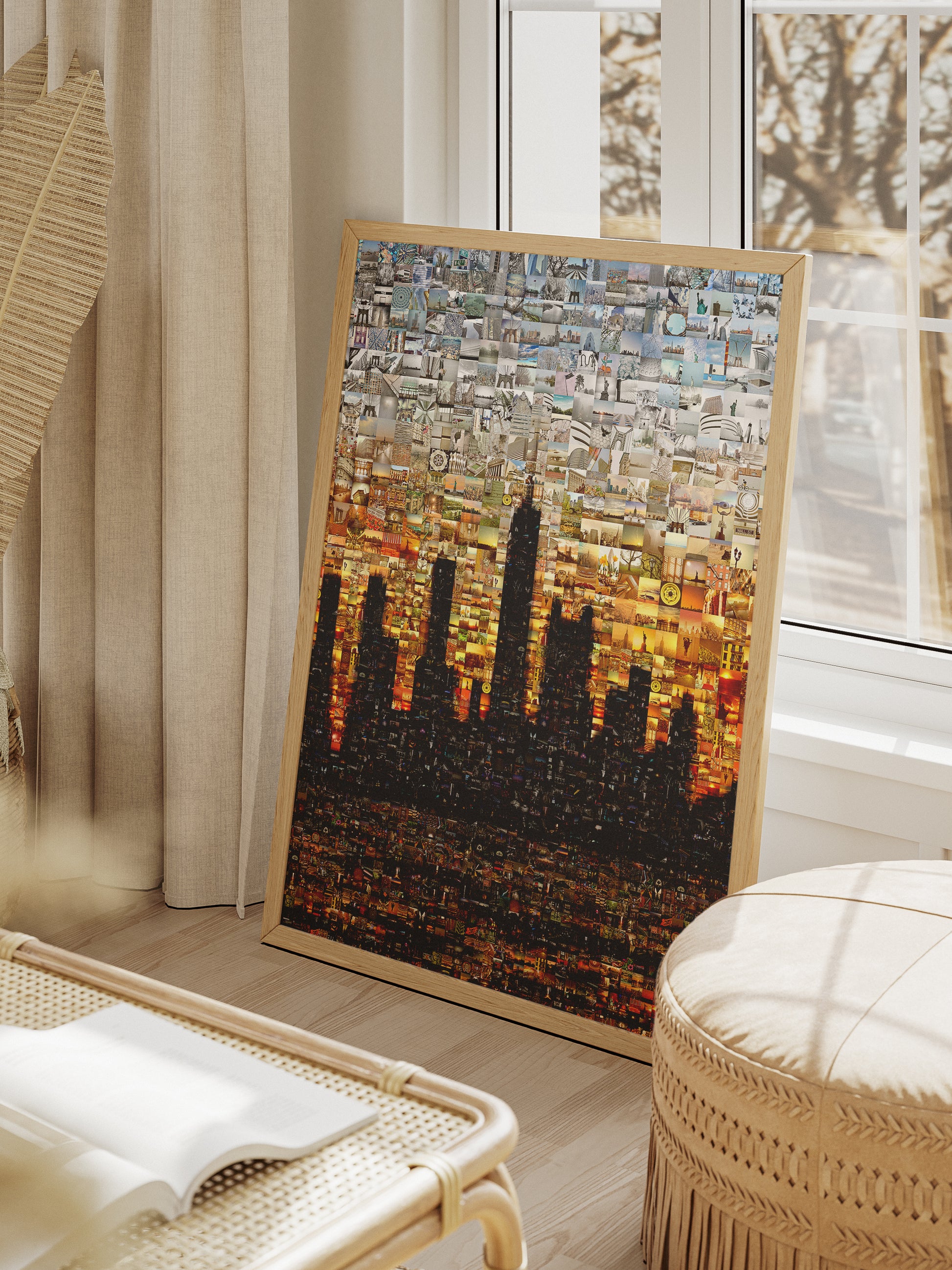 Stunning Mosaic Artwork: City Skyline at Sunset - Unique Decorative Wall Art for Home or Office AtelierMosaics