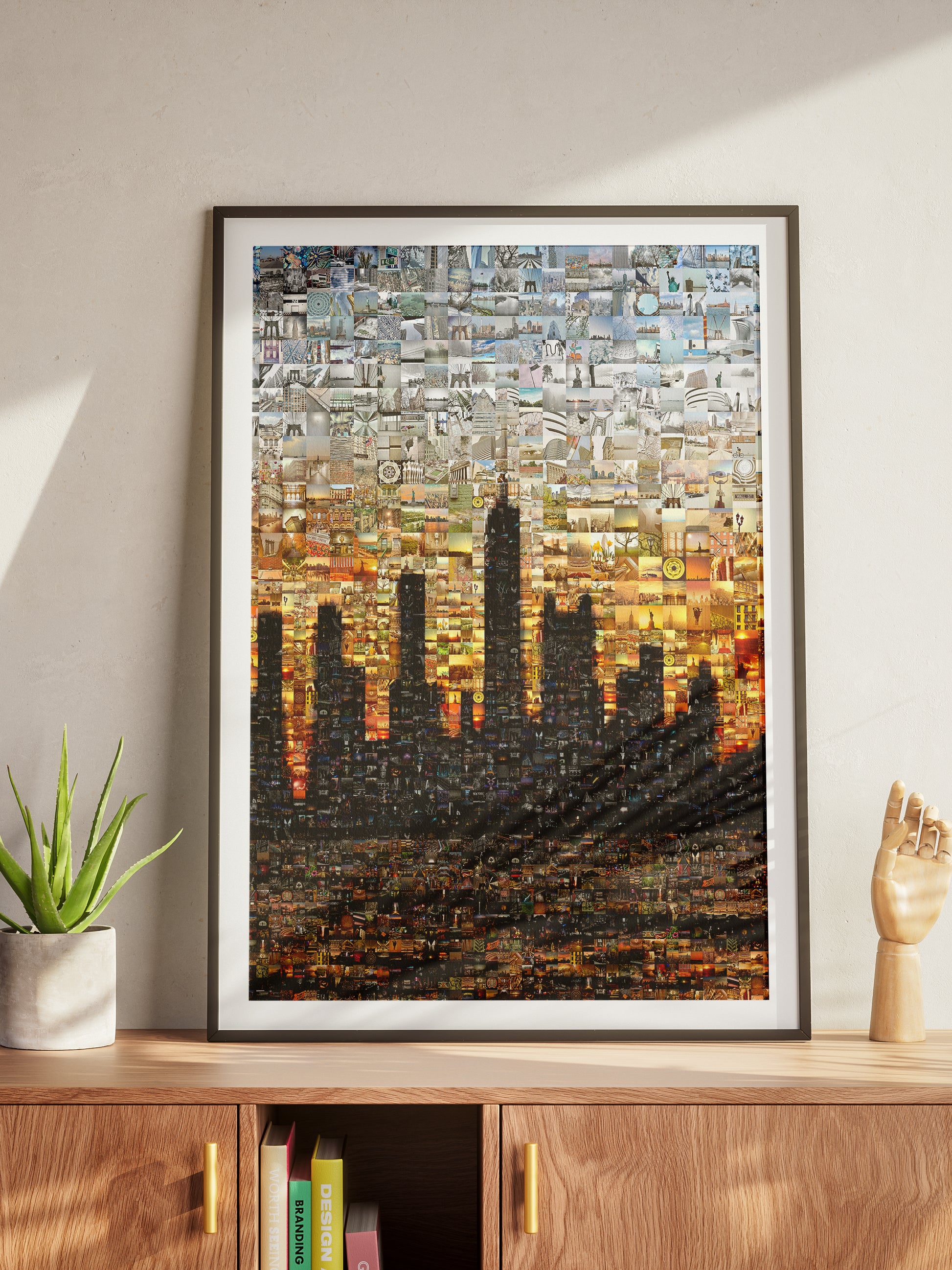 Stunning Mosaic Artwork: City Skyline at Sunset - Unique Decorative Wall Art for Home or Office AtelierMosaics