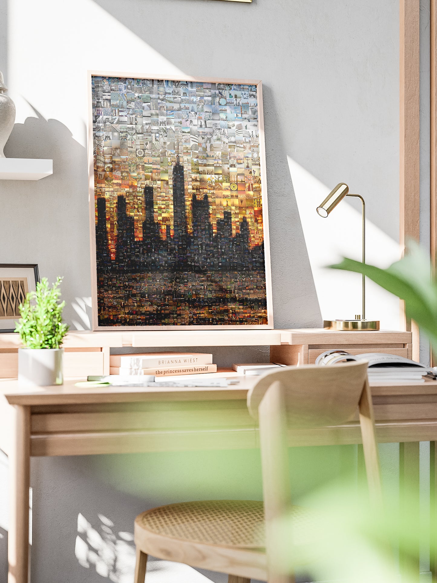 Stunning Mosaic Artwork: City Skyline at Sunset - Unique Decorative Wall Art for Home or Office AtelierMosaics