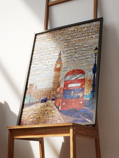 Stunning London Mosaic Art - Iconic Red Double Decker Bus & Big Ben | Perfect Wall Decor AtelierMosaics