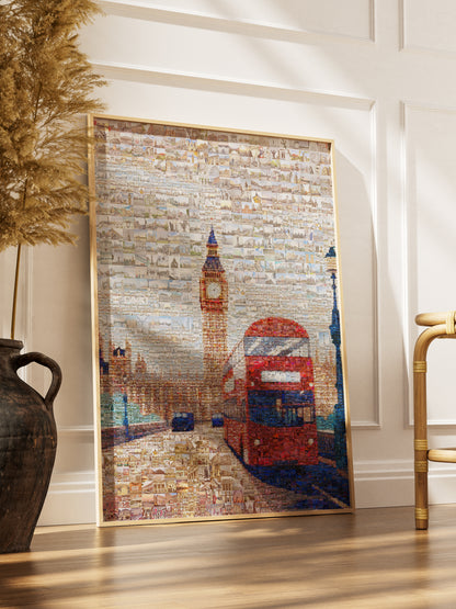 Stunning London Mosaic Art - Iconic Red Double Decker Bus & Big Ben | Perfect Wall Decor AtelierMosaics