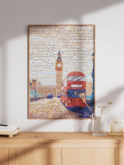 Stunning London Mosaic Art - Iconic Red Double Decker Bus & Big Ben | Perfect Wall Decor AtelierMosaics
