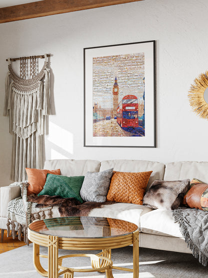 Stunning London Mosaic Art - Iconic Red Double Decker Bus & Big Ben | Perfect Wall Decor AtelierMosaics