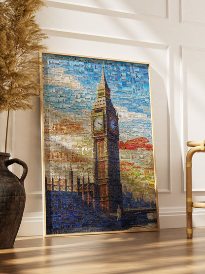 Stunning London Mosaic Art Featuring Big Ben - Unique Wall Decor for Home & Office AtelierMosaics