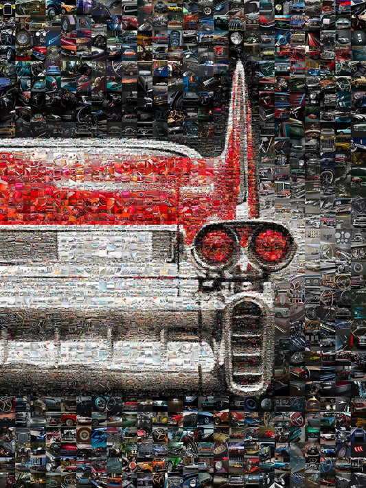 Vintage Car Mosaic Artwork - Captivating Car Culture Collage for Auto Enthusiasts and Decor Lovers AtelierMosaics