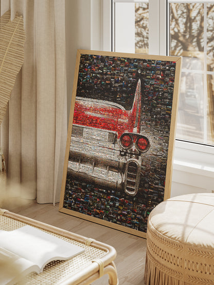 Vintage Car Mosaic Artwork - Captivating Car Culture Collage for Auto Enthusiasts and Decor Lovers AtelierMosaics