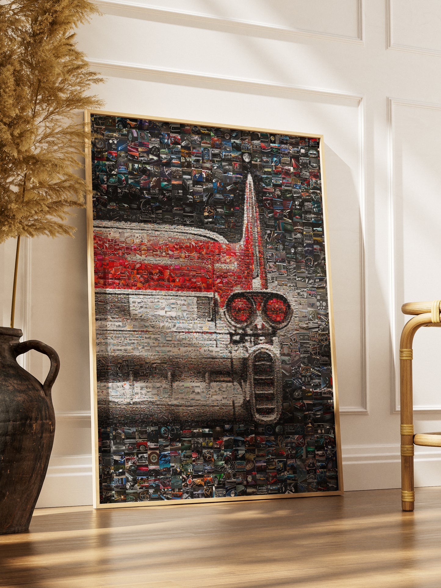 Vintage Car Mosaic Artwork - Captivating Car Culture Collage for Auto Enthusiasts and Decor Lovers AtelierMosaics