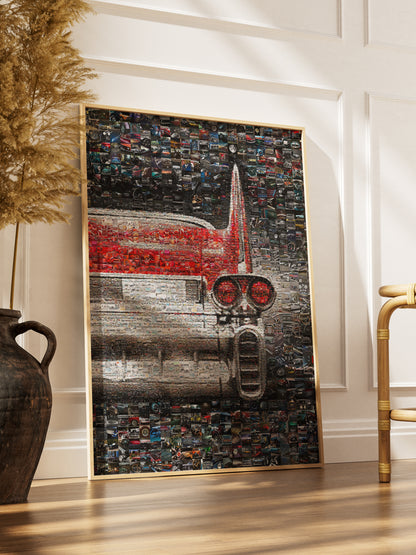 Vintage Car Mosaic Artwork - Captivating Car Culture Collage for Auto Enthusiasts and Decor Lovers AtelierMosaics