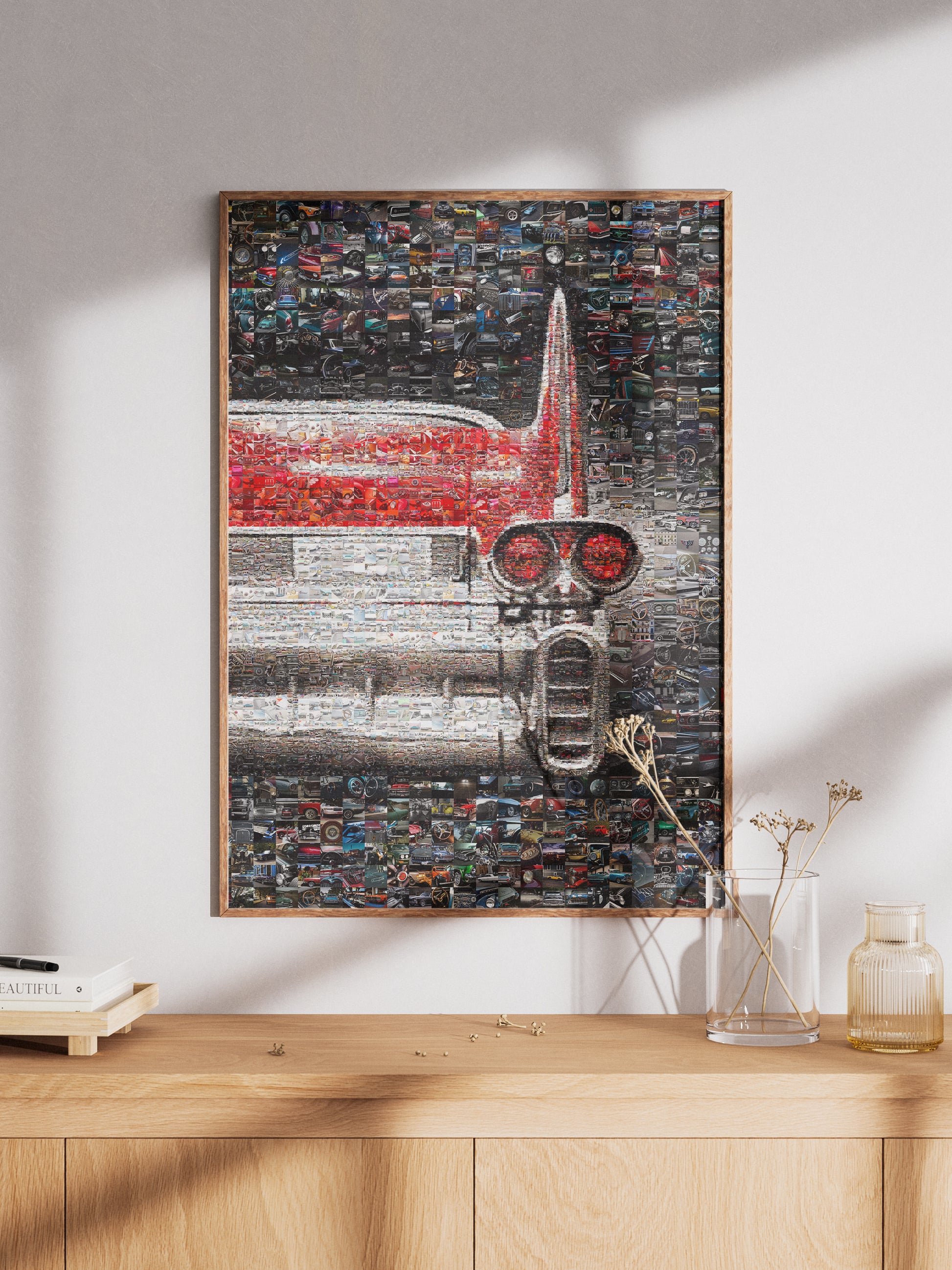 Vintage Car Mosaic Artwork - Captivating Car Culture Collage for Auto Enthusiasts and Decor Lovers AtelierMosaics