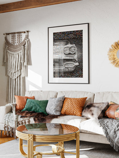 Vintage Car Mosaic Artwork - Unique Automotive Wall Art for Car Enthusiasts AtelierMosaics