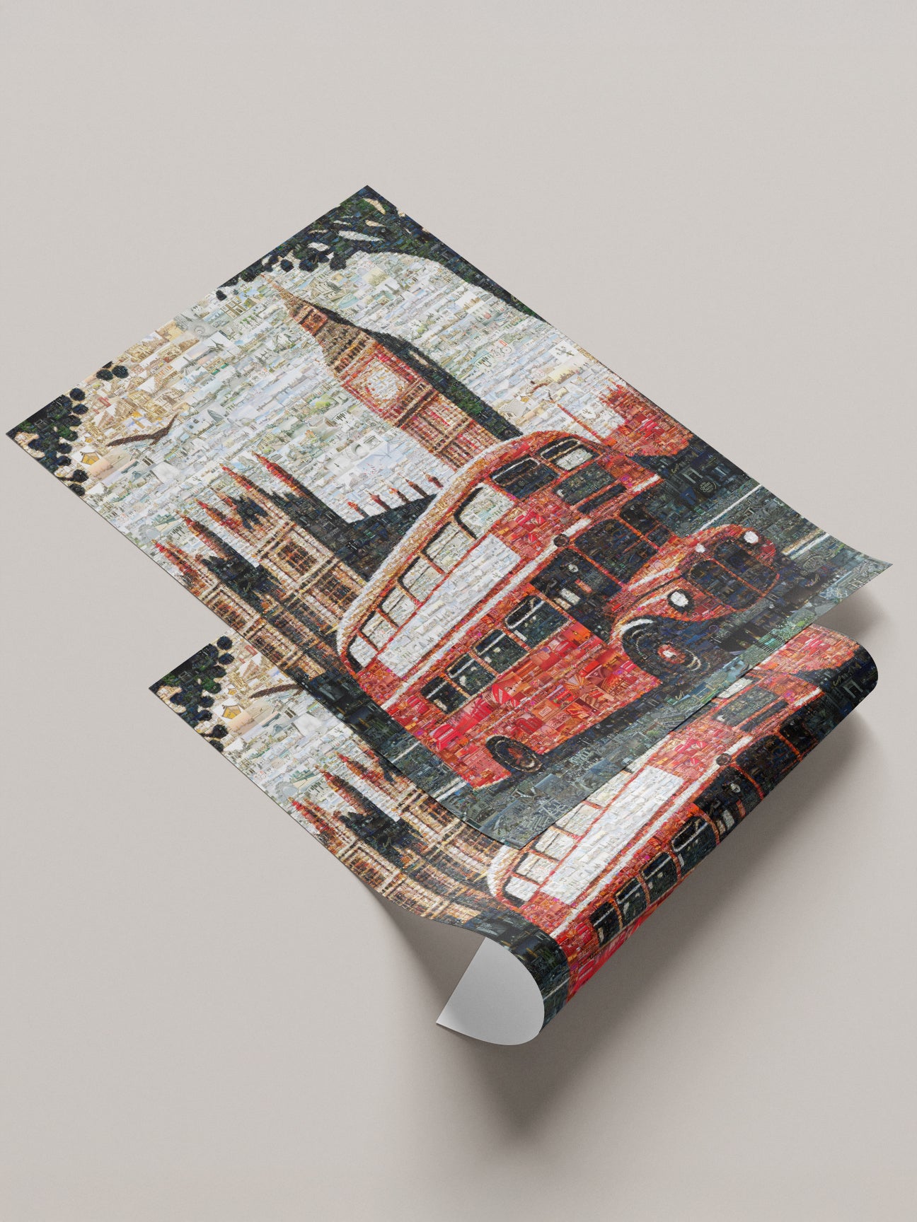 Stunning London Mosaic Artwork Featuring Iconic Red Bus & Big Ben - Perfect for Home Decor AtelierMosaics
