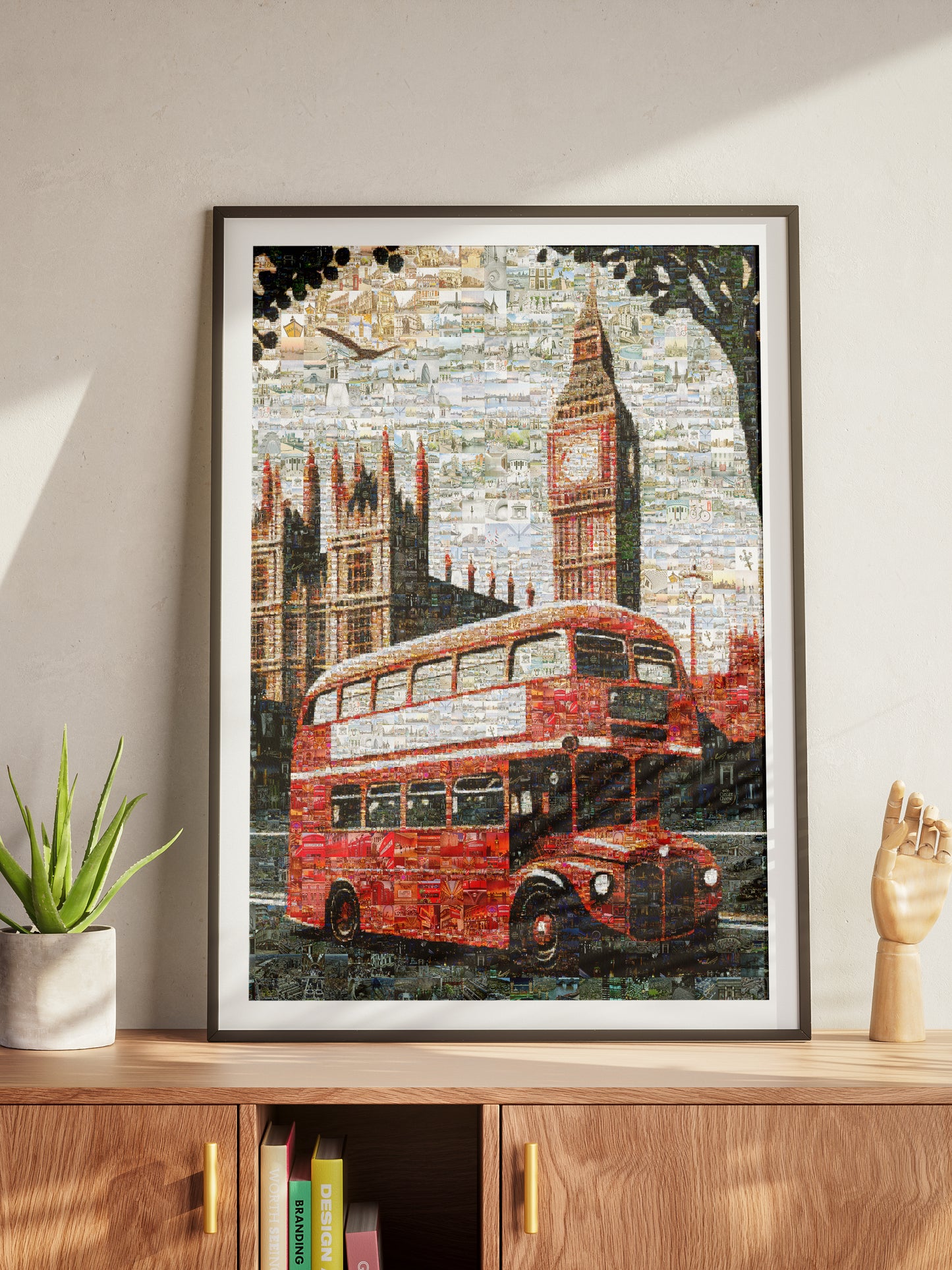 Stunning London Mosaic Artwork Featuring Iconic Red Bus & Big Ben - Perfect for Home Decor AtelierMosaics