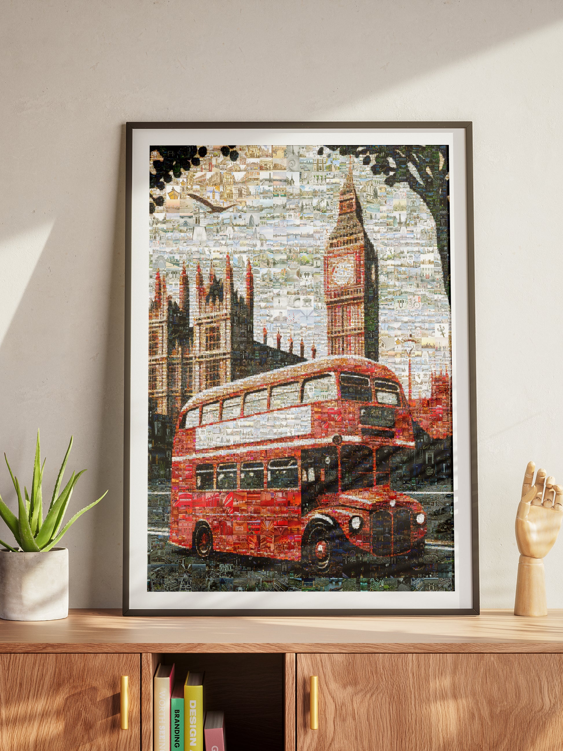 Stunning London Mosaic Artwork Featuring Iconic Red Bus & Big Ben - Perfect for Home Decor AtelierMosaics