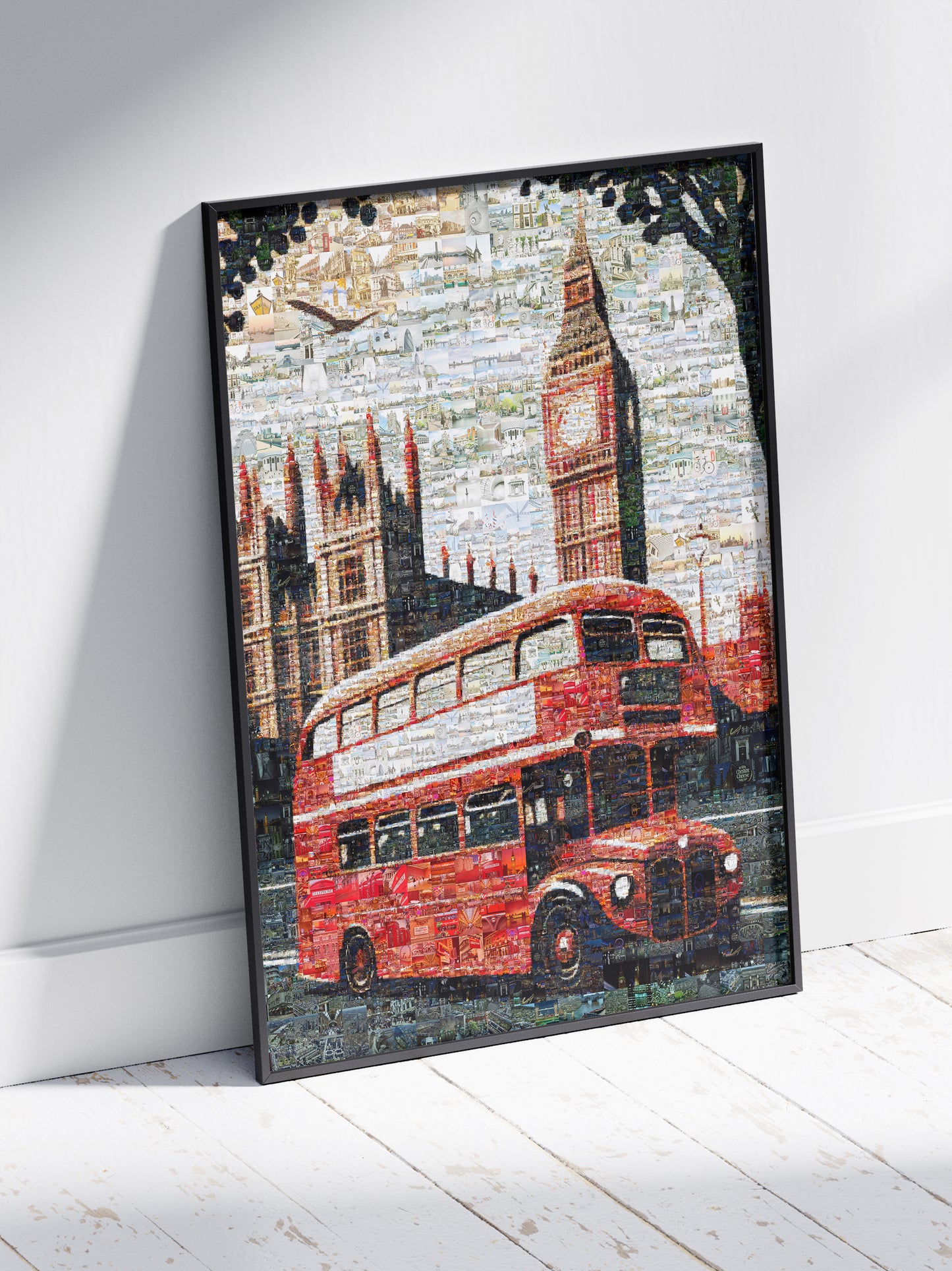 Stunning London Mosaic Artwork Featuring Iconic Red Bus & Big Ben - Perfect for Home Decor AtelierMosaics