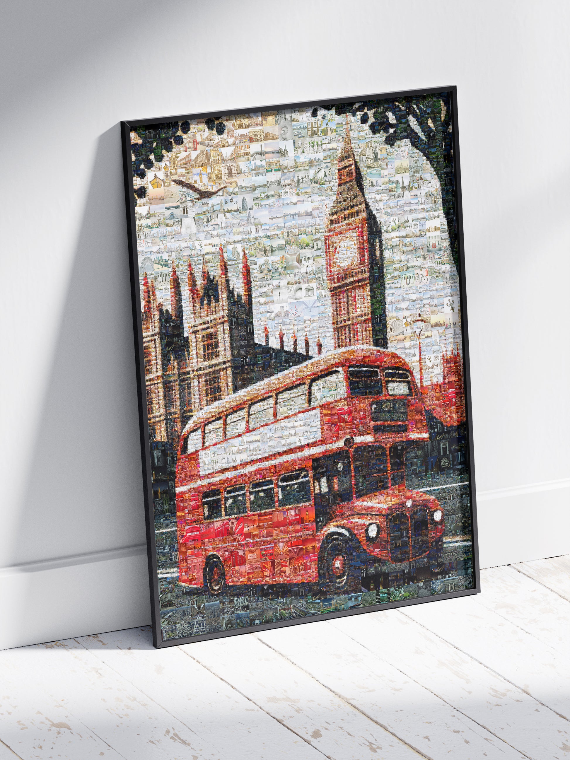 Stunning London Mosaic Artwork Featuring Iconic Red Bus & Big Ben - Perfect for Home Decor AtelierMosaics