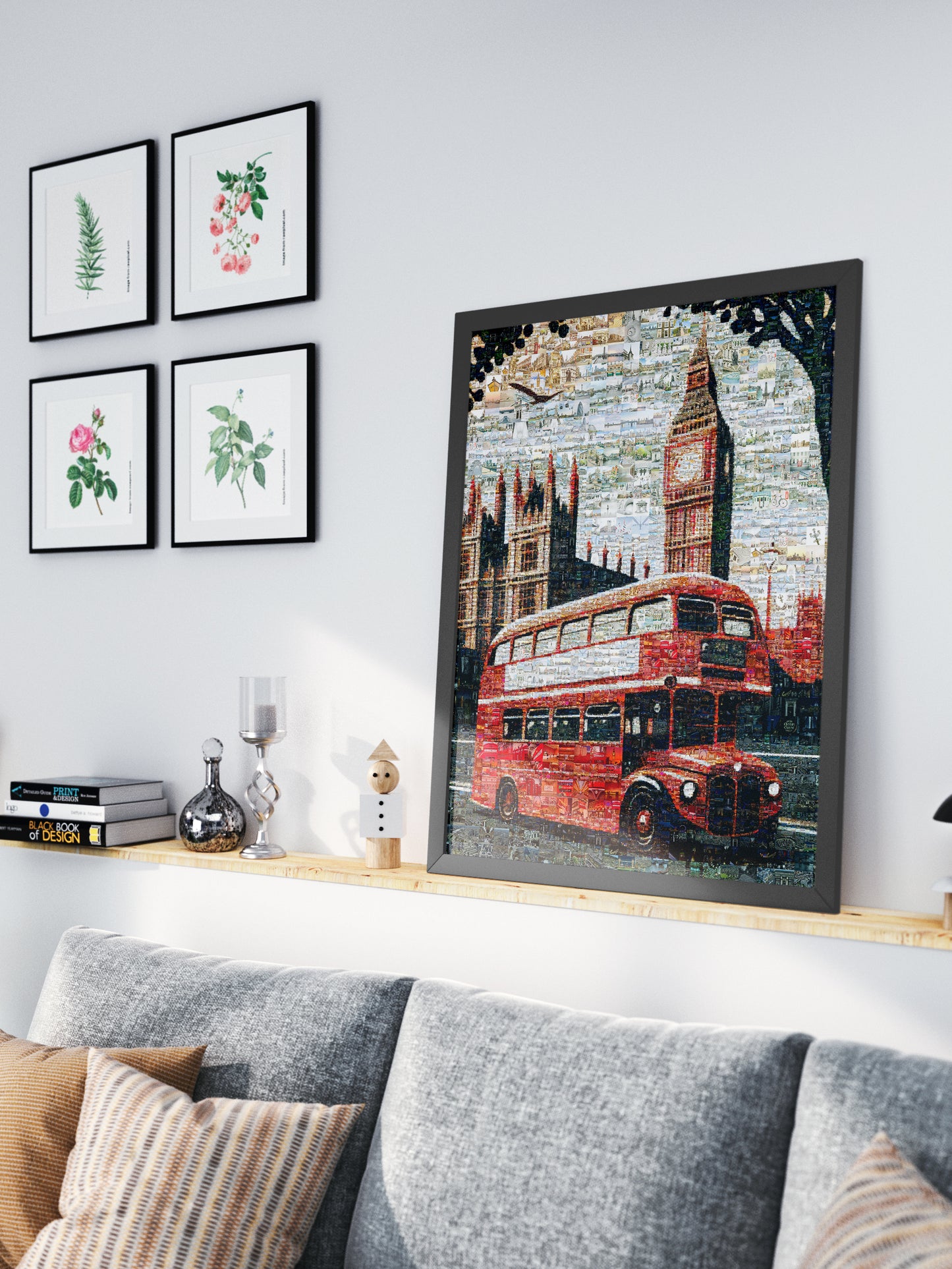 Stunning London Mosaic Artwork Featuring Iconic Red Bus & Big Ben - Perfect for Home Decor AtelierMosaics